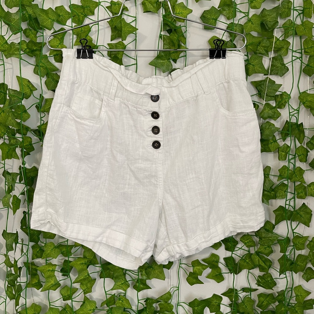 White Stitch Star Paper Bag Shorts